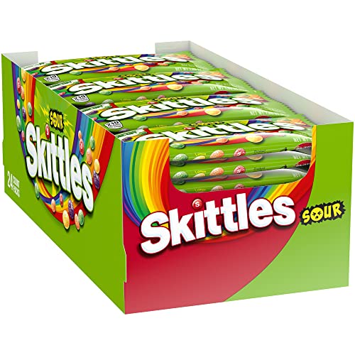 SKITTLES Sours Individually Wrapped Full Size Chewy Candy Packs, 24 Ct Bulk Box