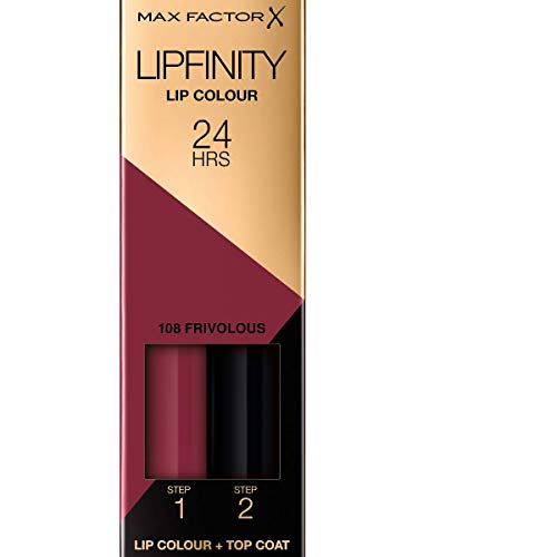 🔥 SELTEN SO GÜNSTIG (-58%) Max Factor Lipfinity Lip Colour Frivolous 108 – Kussechter Lippenstift mit 24h Halt ohne auszutrocknen, mit intensiver Farbabgabe, präzisem Applikator & intensiv pflegendem Gloss-Top Coat