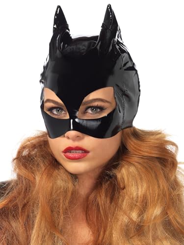 Leg Avenue Womens Black Vinyl Cat Mask, Black Vinyl, O/S