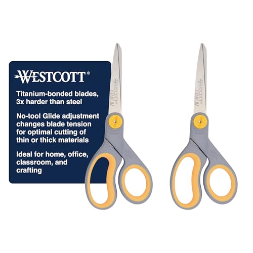 Westcott 8 in Titanium Bonded Scissors Adjustable Glide 2-Pack