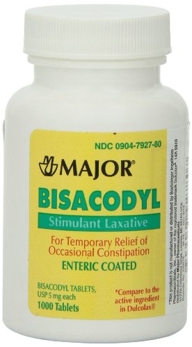 MAJOR Bisacodyl 5 mg - Comfort Coated Stimulant Laxative for Gentle, Dependable, Constipation Relief - 1000 Tablets (1 Pack)