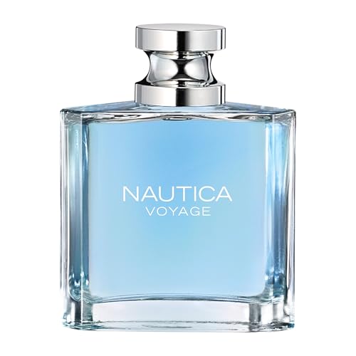 Nautica Voyage Eau De Toilette para hombre, aroma fresco, romántico y frutal, notas de madera y acuáticas de manzana, loto indio, madera de cedro y almizcle, ideal para uso diario, 3.3 fl oz (100 ml)