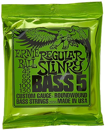 Ernie Ball 5-String Regular Slinky Nickel Wound Bass Guitar Strings, 45-130 Gauge (P02836)