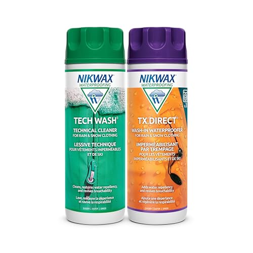 Nikwax Tech Wash & TX.Direct Twin Pack – Wash-In Cleaner and Waterproofer for Waterproof Outdoor Clothing, Restores Breathability and Performance, 2 x 300ml : NikWax