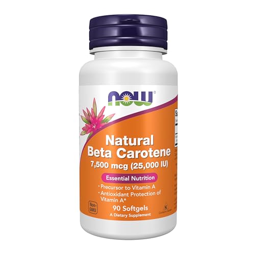 NOW Foods Supplements, Natural Beta Carotene 25,000 IU, Essential Nutrition, 90 Softgels