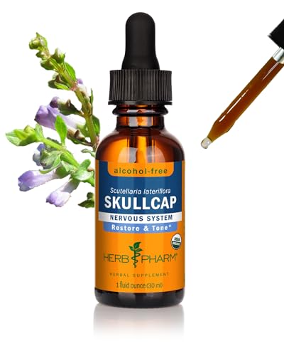 Herb Pharm Certified Organic Skullcap Liquid Extract for Nervous System Support, 1 Fl Oz
