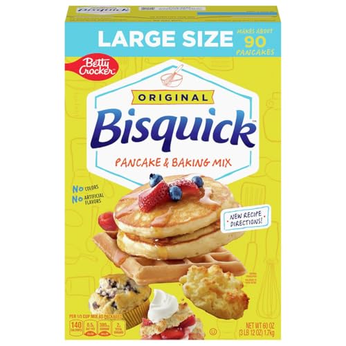Betty Crocker Bisquick Pancake and Baking Mix, Original, Makes About 90 Pancakes, Large Size, 60 oz