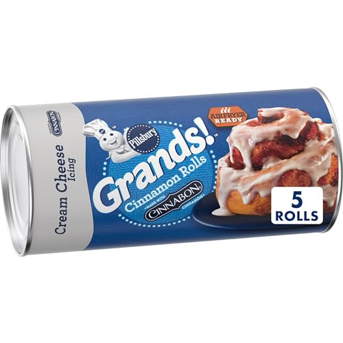 Pillsbury Flaky Grands! Cinnamon Rolls with Cinnabon Cinnamon and Cream Cheese Icing, Refrigerated Canned Pastry Dough, 5 ct, 17.5 oz