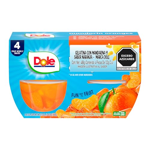 Dole Fruit Bowls Mandarins in Orange Flavored Gel Snacks, 4.3oz 4 Total Cups, Gluten & Dairy Free, Bulk Lunch Snacks for Kids & Adults