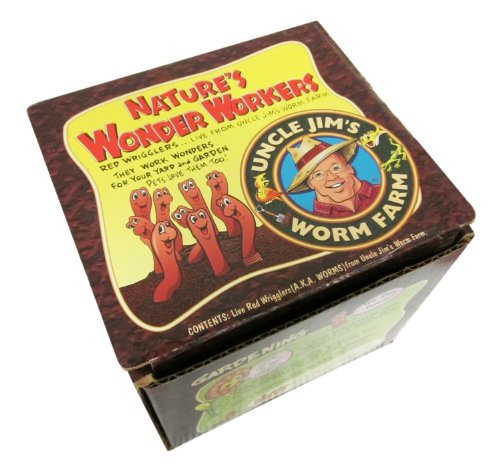Uncle Jim's Worm Farm 1000 Count Red Wiggler Composting Worms Mix for Garden Soil or Fishing | Pack of Compost Worms Improves Soil Structure and Quality for Healthier Gardens