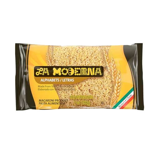 LA MODERNA, Letras, Pasta, Hecha con Sémola de Trigo Durum, Enriquecida con Vitaminas y Hierro, 7 oz
