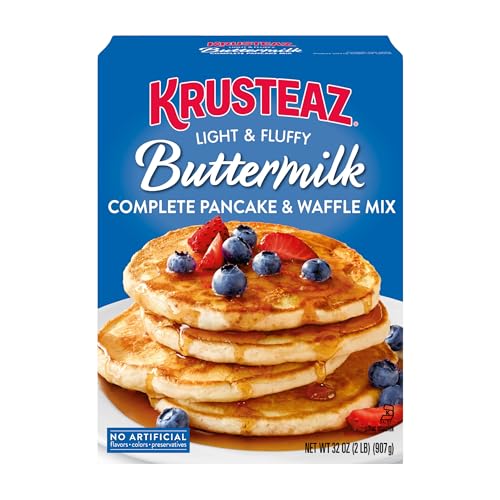 Krusteaz Light and Fluffy Buttermilk Complete Pancake Mix, Waffle and Pancake Mix, Just Add Water, 32 oz Box