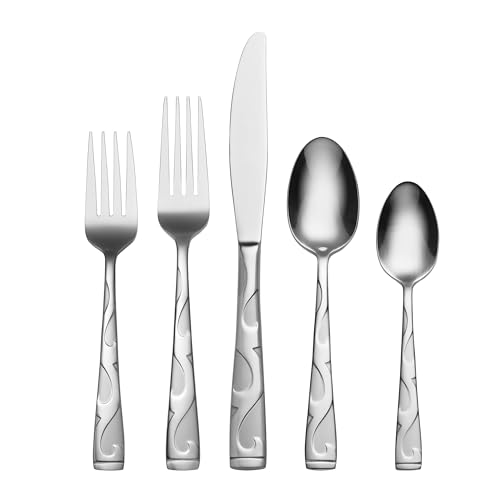 Oneida Tuscany 45-Piece Flatware Set, Service for 8, Silver40-Piece Silverware Set for 8, CEKEE Stainless Steel Flatwar