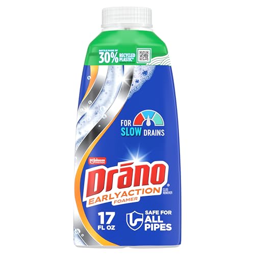 Drano Dual-Force Foamer Drain Clog Remover and Cleaner for Shower or Sink Drains, Unclogs and Removes Sources of Odor, 17 Fl Oz