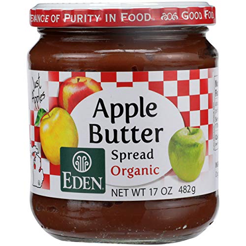 Eden Organic Apple Butter Spread, No Sugar Added, Great Lakes Apples, Slow Kettle Simmered, 17 oz Glass Jar (1-Pack)