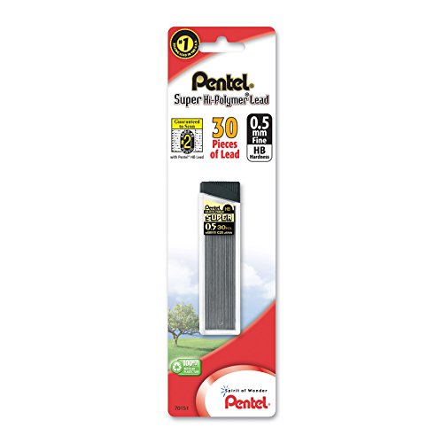 Pentel® Hi-Polymer Lead Refills, 0.5 mm, HB Hardness, Tube Of 30 Refills