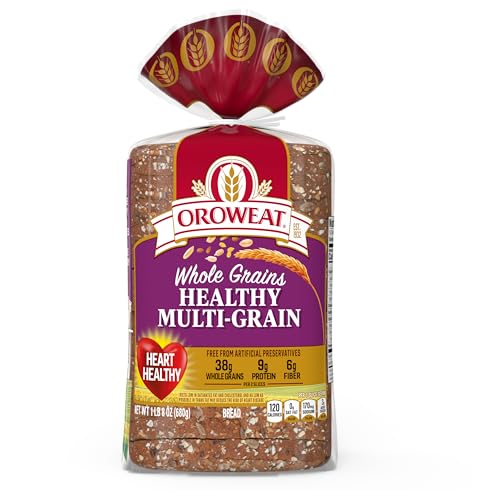 Oroweat Whole Grains Healthy Multi Grain Bread, Whole Grain Bread Free From Artificial Colors, Flavors and Preservatives, 24 oz Loaf