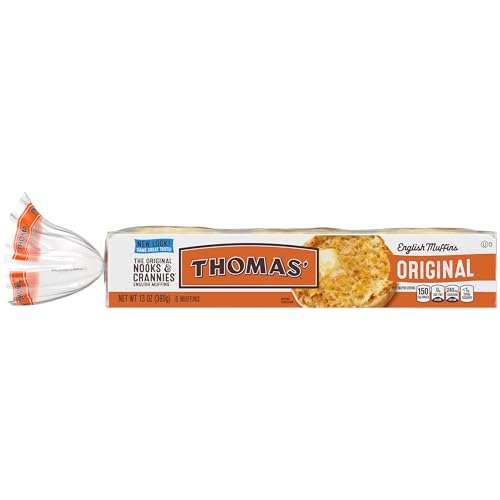 Thomas’ Original English Muffins, 6 Count, 13 Oz Package of English Muffins