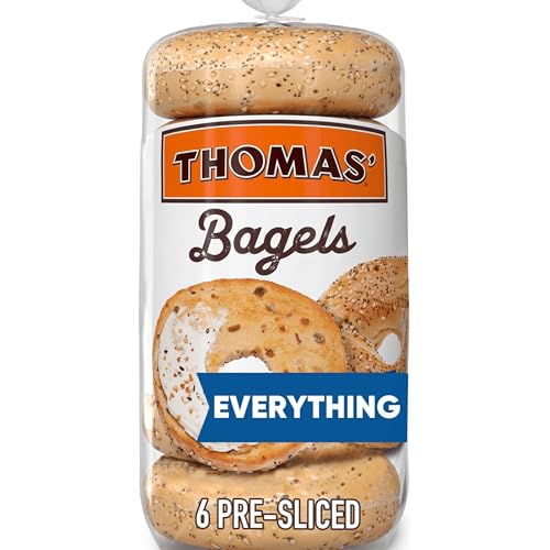 Thomas’ Everything Bagels, 6 Pre-Sliced Bagels with No High Fructose Corn Syrup, 20 Oz Bag