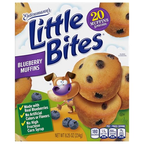 Entenmann’s Little Bites Blueberry Muffins, Pouches of Mini Muffins, 8.25 oz, 5 Count