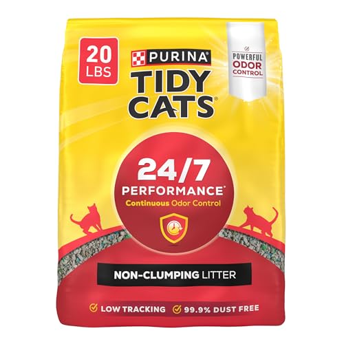 Purina Tidy Cats Non Clumping Cat Litter, 24/7 Performance Multi Cat Litter Odor Control Formula - 20 lb. Bag