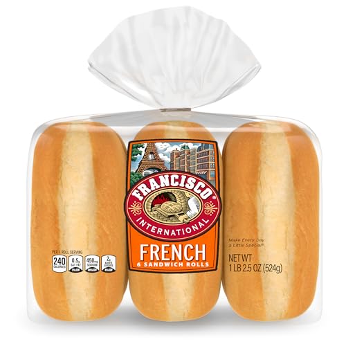 Francisco French Sandwich Rolls, 6 Count, (3.08 oz Each), White Sandwich Rolls, 18.5 oz Bag