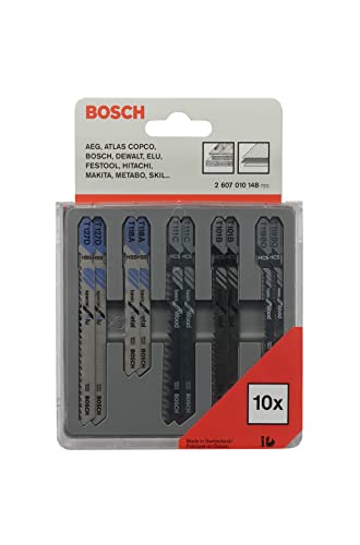 Bosch 2607010148 10-Piece Jigsaw Blade Set for Wood and Metal