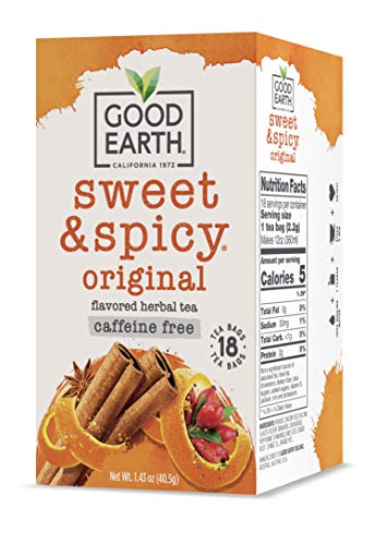 Good Earth Herbal Tea, Sweet & Spicy Caffeine Free, 18 Count Tea Bags