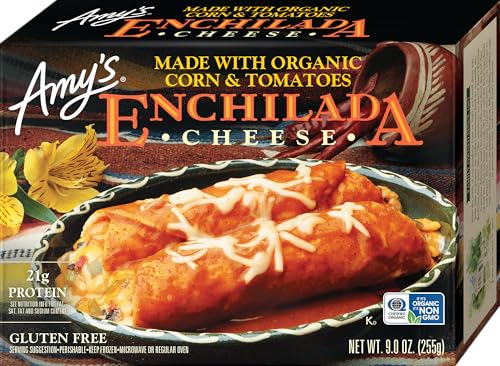 Amy's Frozen Meals, Cheese Enchilada, Made With Organic Corn and Tomatoes, Gluten Free Microwave Meals, 9 Oz