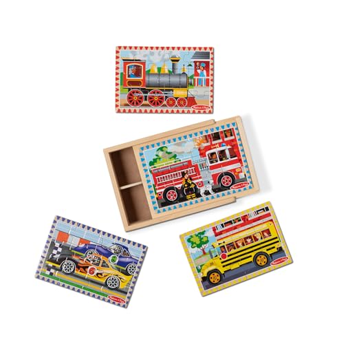 Melissa & Doug 4-in-1 Wooden Vehicle Jigsaw Puzzle 48-Piece Set