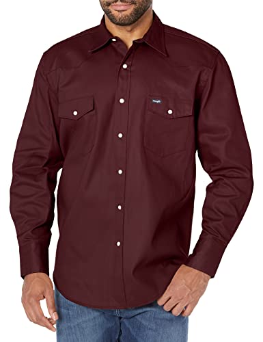 WranglermensCowboy Cut Western Long Sleeve Snap Work Shirt Firm Finish Red Oxide