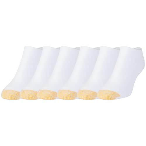 GOLDTOE Women's Sport Cushion No Show Socks, 6-Pairs, White, Shoe Size: 6-9