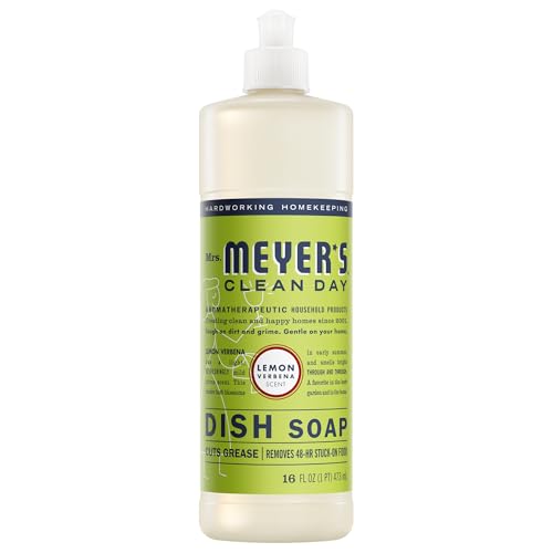 MRS. MEYER'S CLEAN DAY Liquid Dish Soap, Biodegradable Formula, Lemon Verbena, 16 fl. Oz