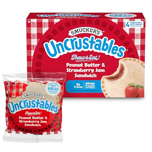 Smucker's Uncrustables Frozen Peanut Butter & Strawberry Jam Sandwiches, 4 Count, Thaw & Eat