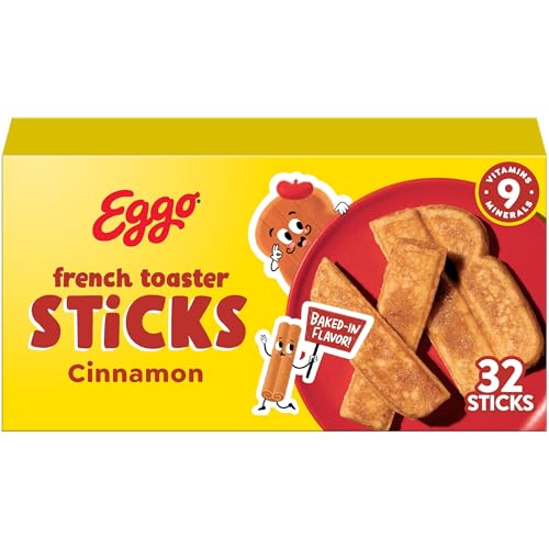 Eggo Frozen French Toaster Sticks, Frozen Breakfast, Breakfast Food, Cinnamon, 12.7oz Box (32 Sticks)