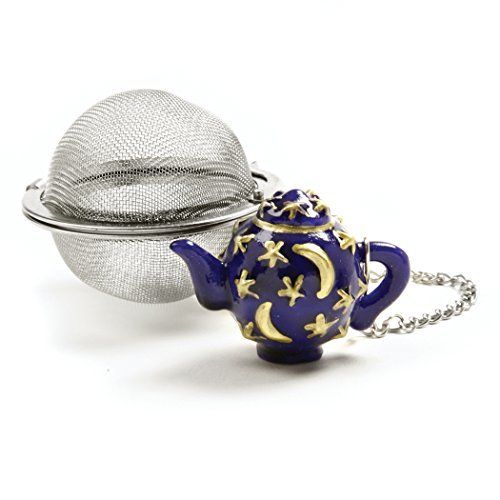 Norpro Stainless Steel 2-Inch Mesh Tea Infuser Ball with Teapot WeightSweejar Porcelain Tea Infuser Mug with Lid, 16 oz
