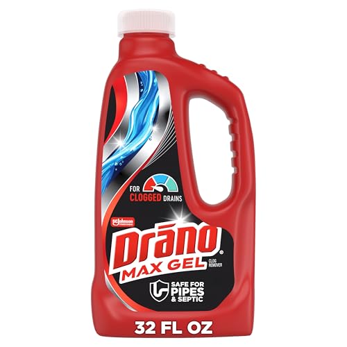 Drano Max Gel Drain Clog Remover and Cleaner for Shower or Sink Drains, Unclogs and Removes Hair, Soap Scum, Blockages, 32 oz