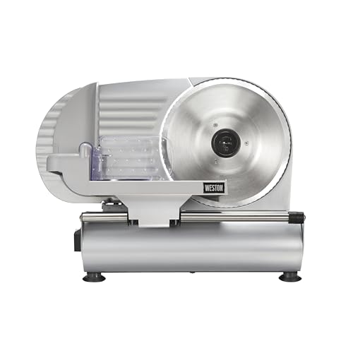 Weston Electric Meat Cutting Machine, Deli & Food Slicer, Adjustable Slice Thickness, Non-Slip Suction Feet, Removable 9” Stainless Steel Blade, Easy to Clean