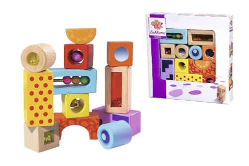(-43%) Eichhorn Klangbausteine - Musikalisches Motorikspielzeug, 12 bunte Holzbausteine die Geräusche machen, aus hochwertigem Buchenholz, fördert Hören & Greifen, ab 12 Monaten