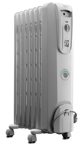 De'Longhi Oil filled Radiator Heater, 1500W Electric Space Heater for indoor use, portable room heater, Energy Saving, full room like office and bedroom with safety features, EW7707CM