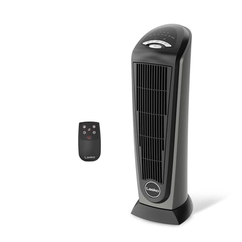 Lasko 1500W Ceramic Tower Space Heater with Remote, Thermostat, Timer &amp; Widespread Oscillation, Portable Electric He