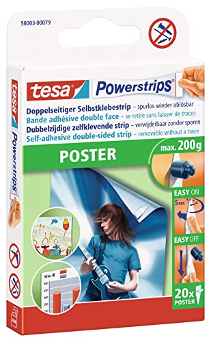 (-55%) tesa Powerstrips POSTER - 1 x 20 doppelseitige Klebestreifen