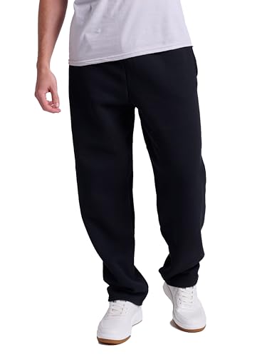 Russell Athletic Men's Dr-Power Fleece Open Bottom Pocket Pant, Black, Medium