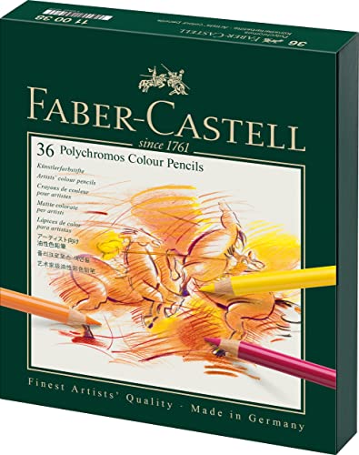 (-27%) Faber-Castell 110038 Polychromos Malstifte, 36er-Buntstifte-Set in einem eleganten Studiokoffer, Leuchtende Farben mit dicken 3,8-mm-Minen und säurefreien Pigmenten für verschiedene Oberflächen