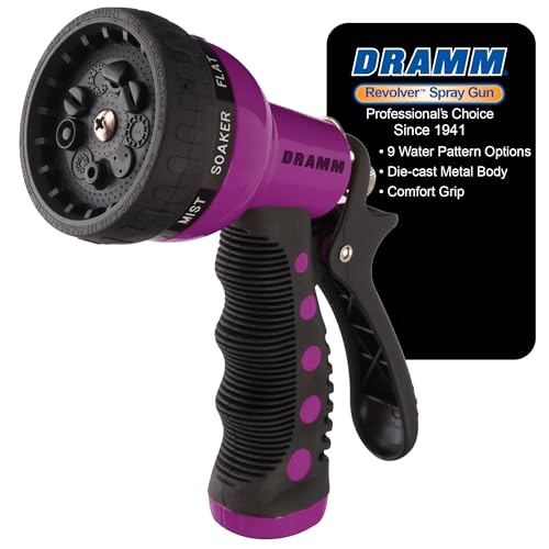 Dramm Revolver Heavy Duty Metal Garden Hose Nozzle 9 Spray Patterns Thumb Control