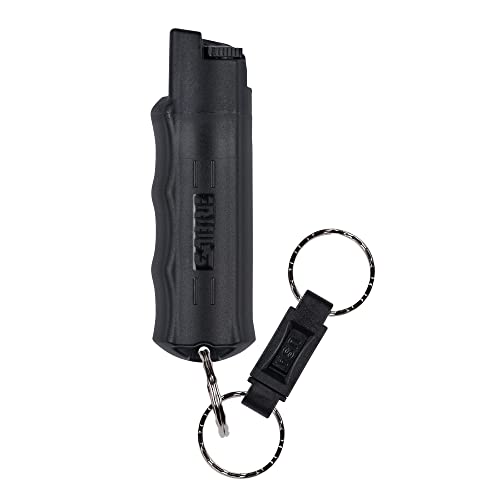 SABRE Pepper Spray with Quick Release Key Ring, 3X longer spray time, 10-Foot (3-Meter) Range, Black