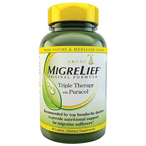 MigreLief Original Triple Therapy with Puracol - Nutritional Support for Migraine Sufferers - 60 Caplets/1 Month Supply