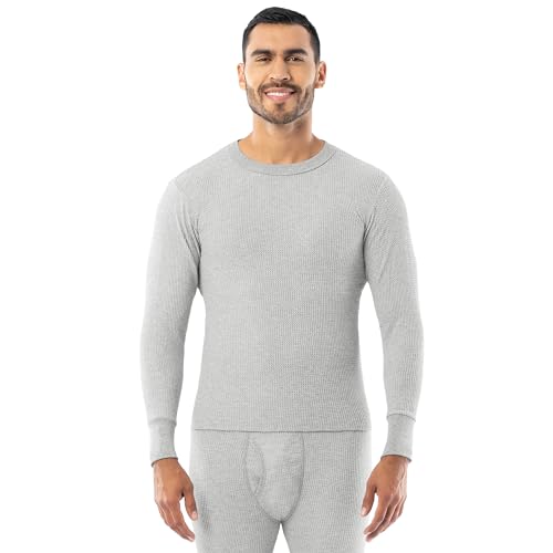 Indera Men's Traditional Waffle Thermal Underwear Long Sleeve Shirt, Heather Grey, X-Large