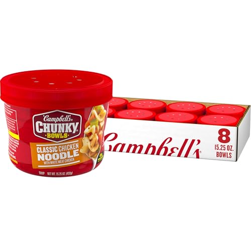 Campbell's Chunky Soup, Classic Chicken Noodle Soup, 15.25 oz Microwavable Bowl (Case of 8) : Grocery & Gourmet Food