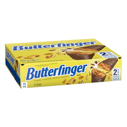 Butterfinger, Bulk 18 Count, Chocolatey, Peanut-Buttery, Individually Wrapped Candy Bars, Share Pack, 3.7 oz Each - 18 pack